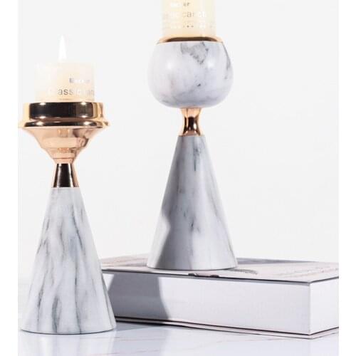Marbling Simple Luxury Candlestick Modern Creativity Iron Candelabra Candle Holder Pillar House Bougeoir Home Decoration EK50ZT