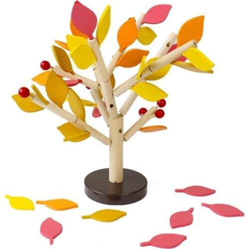 Wood Building Blocks Tree Set for Kids Children Men Preschool DIY Learning Educational 3D Wooden Assembled Toys Tile Game -Hom