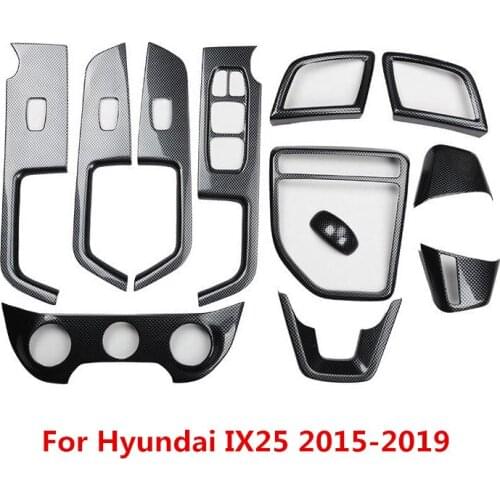 Carbon Fiber Printed Car Steering Wheel Sticker Window Control Cover Outlet Moulding Trim for Hyundai IX25 2015 2016 2017 2018