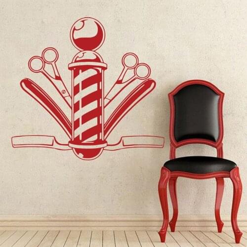Hairdresser Barber Shop Window Sticker Comb Scissor Vinyl Wall Decal Hair Cut Salon Design Babershop Wall Stickers Mural AZ049