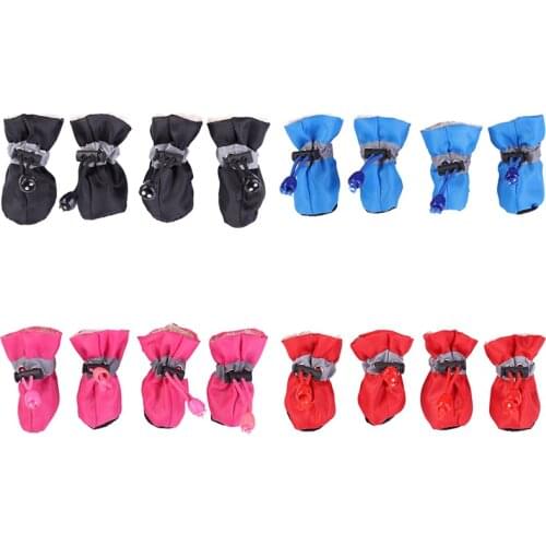 4 Pcs Dog Socks Booties Pet Dog Winter Shoes Thick Warm Footwear Anti-slip Waterproof Rain Snow Boots for Small Cats Dogs Puppy