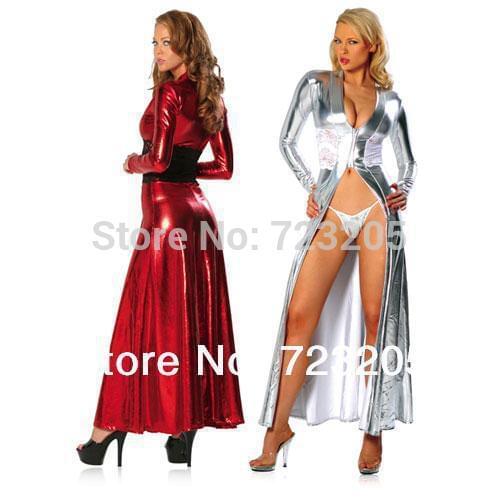 New Arrival 2 Colors Fashion Women Maxi Sexy Wet Look Long Dresses DS Evening Party Gowns Dresses Dancer Long Sleeve Gown
