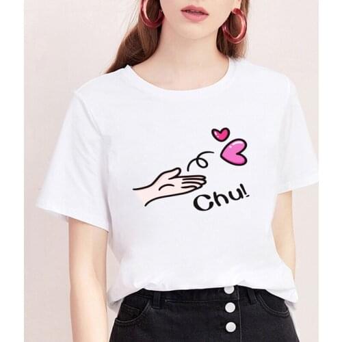 New Love Heart Letter Print Casual White Tops Tshirt Women T Shirt Female T-Shirts Summer Hands Lovers T-Shirt for Women