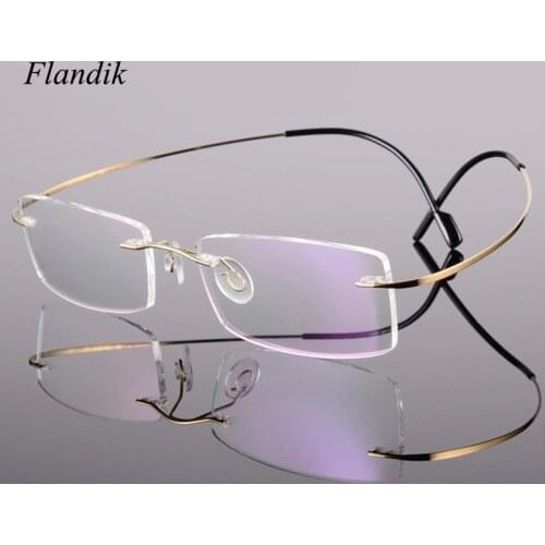 Rimless Titanium Alloy Reading Glasses Anti Blue Ray Ultralight Men Women Frameless Prescription Presbyopia Glasses