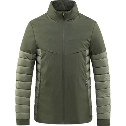 Fall/winter Mens Jacket Fashion Warmth Light Cotton Clothing Winter Splicing Stand Collar Mens Outwear