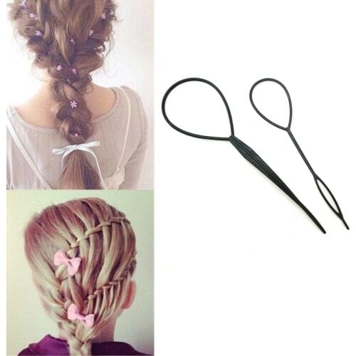 2pcs Set Plastic Fashion Comb Hair Styling Tools Hair Pin Clips Bun Maker Donut DIY Ponytail Creator Salon Braid XC0618028
