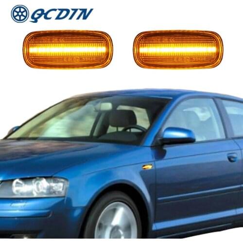 QCDIN 2PCS For Audi A3 S3 8P Turn Signal Light LED Side Marker Light Blinker For A4 S4 RS4 B6 B7 2000-2005 A6 S6 RS6 C7