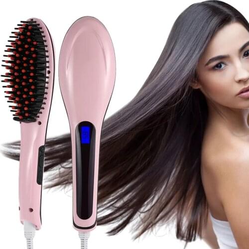 Straightening Comb With LCD Display Electric Straight Brush Straightener Iron Brush HAIR TOOLS