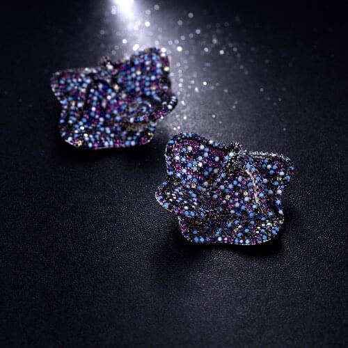 Hibride elegant Rose Flower Cubic Zirconia Big Stud Earrings for women Wedding Layered Earrings boucle d'oreille femme SE11