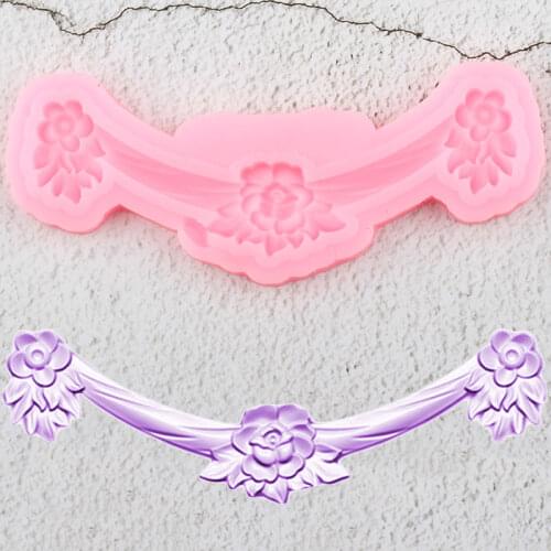 DIY Craft Flower Border Silicone Mold Relief Cupcake Topper Fondant Cake Decorating Tools Candy Clay Chocolate Gumpaste Moulds