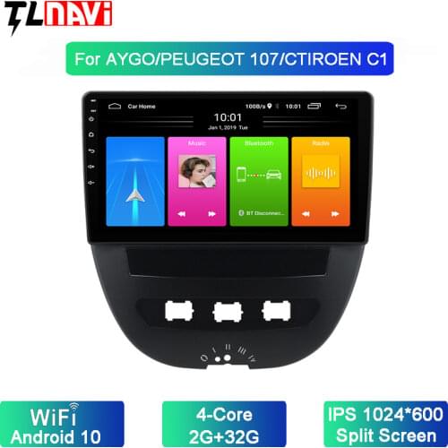 Android 10 System Car IPS Touch Screen Stereo For Peuget 107 1Toyota Aygo 1Citroen C1 2005-2013 years Stereo