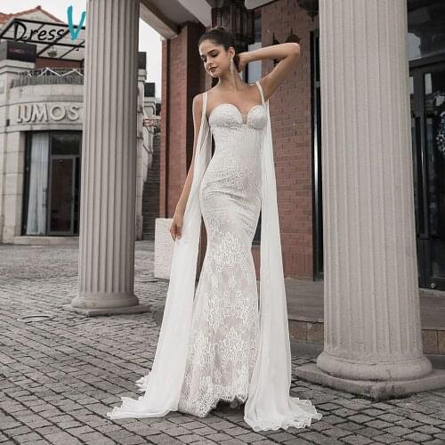 Dressv Sweetheart Neck Wedding Dress Mermaid Lace With Court Train Zipper Up Trumpet Outdoor&Church Wedding Dresses Custom