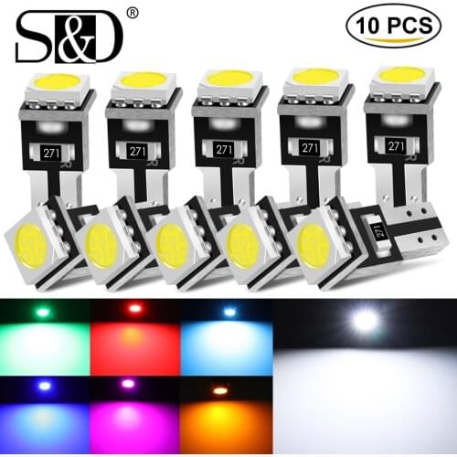 10pcs Canbus T5 W3W W1.2W Led 17 37 73 74 Led Bulb Car Interior Lights Dashboard Light Auto Instrument Lamp Red White Yellow 12V