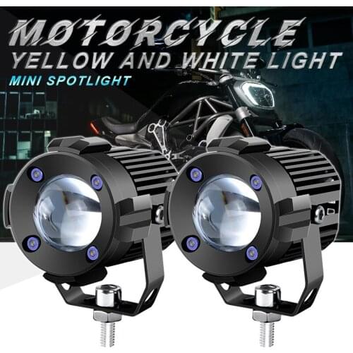 Universal Motorcycle LED Headlight Projector Lens Dual Color Spotlight Lamp for ATV UTV Scooter Boat Motorcycle