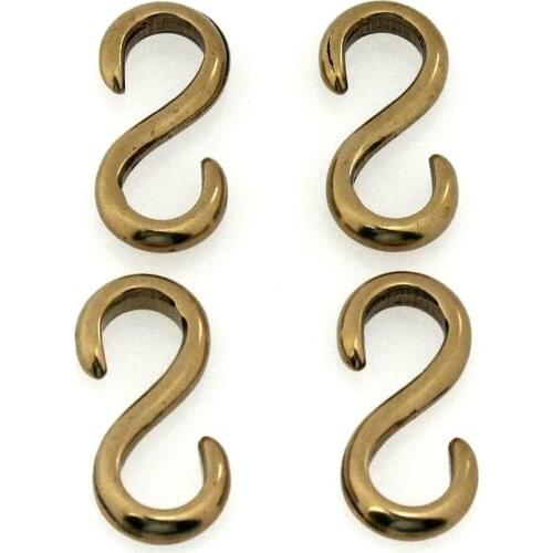 1 piece Solid Brass Cast S Shape Hook Leather Craft Belt Bracelet Hardware Wallet Key Chain Fob Clip High Quality Accessories