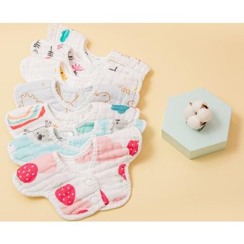 1 Pcs Cartoon Print Baby Bibs Rotating Cotton Bibs Baby Kids Bandana Burp Cloth Soft Newborn Infant Saliva Towel Baby Stuff