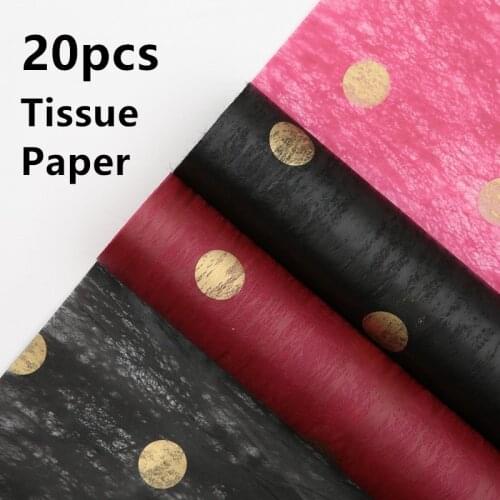 20pcs Tissue Paper Flower Wrapping Papers Dot Print Craft Papers Gift Wrapping Papers Valentines Day Gift Supply