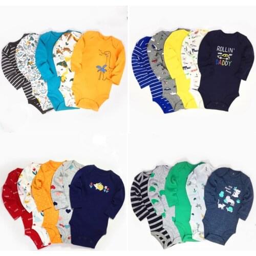 2020 5Pcs/Set Baby Long Sleeve bodysuits Cartoon Baby Kids Cotton Jumsuit For Baby Girl Infant Newborn Clothes 0-24Months