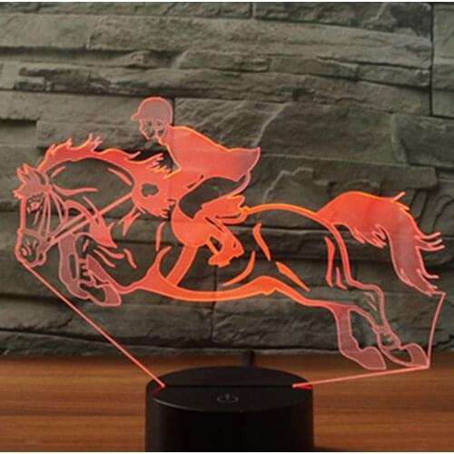 3D LED Night Light Ride a Horse Riding with 7 Colors Light for Home Decoration Lamp Amazing Visualization Optical Illusion