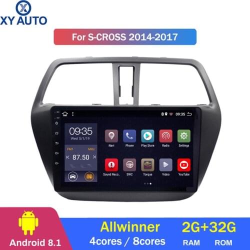9 inch 2.5D IPS HD multi-touch screen Android8.1 2G RAM 32G ROM NAVI for Suzuki S-CROSS 2014-2017 with Bluetooth USB WIFI SWC