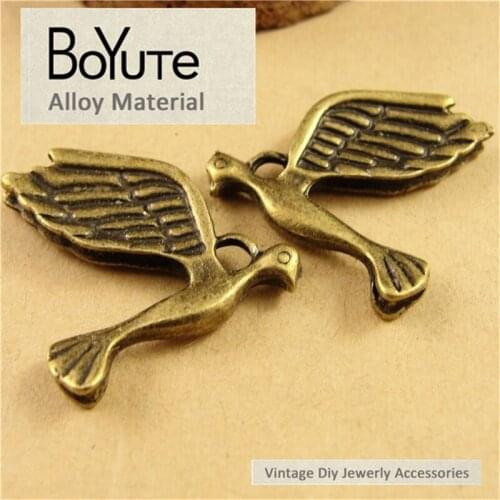 BoYuTe (40 Pieces/Lot) 20.5*24.5MM Antique Bronze Plated Metal Vintage Peace Dove Pendant for Jewelry Making Materials