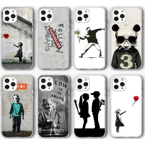 Ciciber Art Banksy Funda Case for IPhone 12 Pro Case for IPhone 12 11 Pro XR XS Max Mini 7 X 8 6 6S Plus 5S SE 2020 Silicone TPU