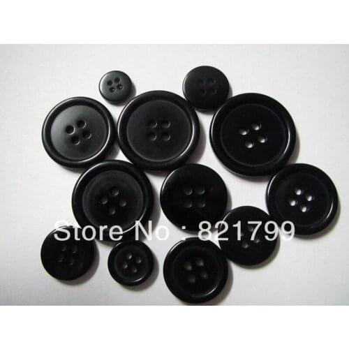 48L black resin button for garment 4 holes button black ployster button whosale