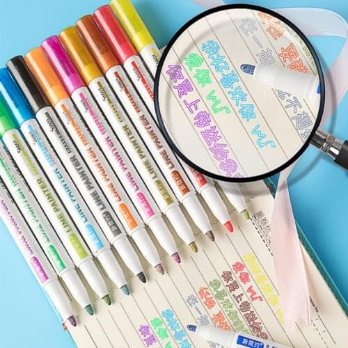 Double Lines Color Art supplies Pens Markers brush Pen Out Highlighter Scrapbooking Bullet diary Graffiti Poster manga drawing