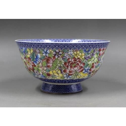 Antique QingDynasty porcelain bowl,Blue and white color flower bowl #1 ,Hand-painted crafts,Collection&Adornment,Free shipping