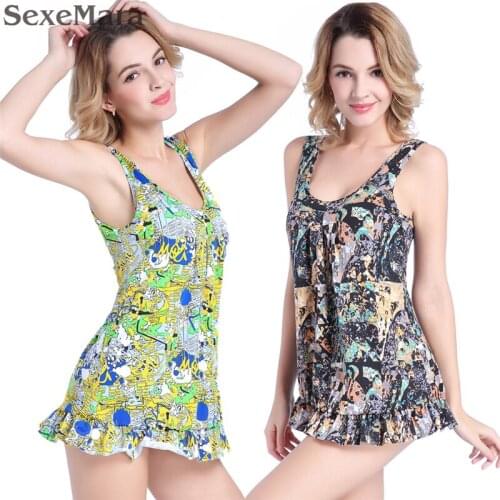 Swimming skirt for women Bathing Suits 2019 summer Swimwear Beach skirted Plus Size Sexy Print One Piece Modest Swimsuit