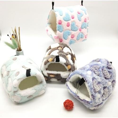 Small Pet Warm Cage Hamster House Mini New Born Cat Dog House Small Animal Hammock Winter Bed Mat Rodent/Guinea Pig/Rat/Hedgehog