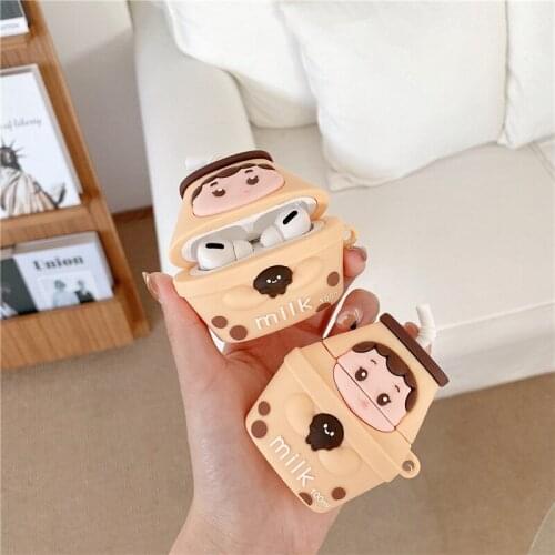 Cute Cartoon 3D MIlk Baby for Apple Airpods 1 2 Bluetooth Wileless Earphhone Case Soft Silicone Charger Box For Airpods 3 Cover