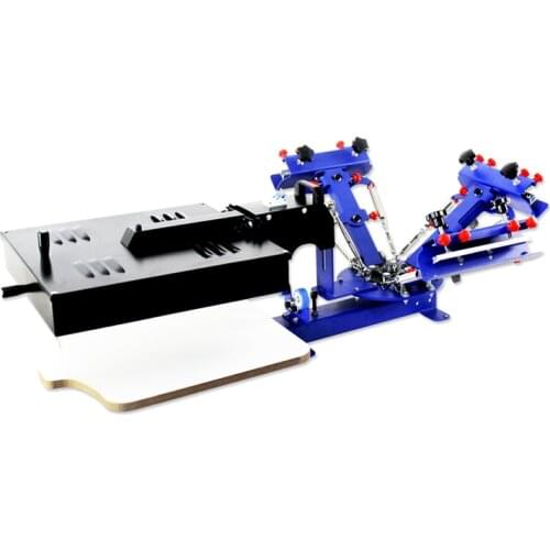 Desktop manual 4 color 1 station t shirts screen printer with flash dryer