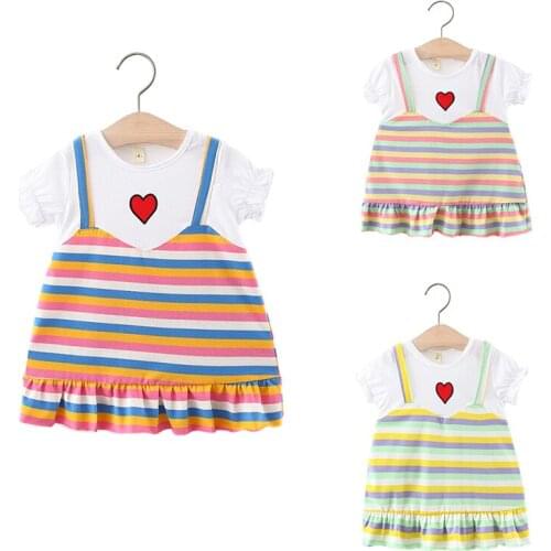 2021 New Fashion Summer Baby Girls Striped Dresses Toddler Baby Suspender Costumes Newborn Cute Outfits Casual Clothing Suit
