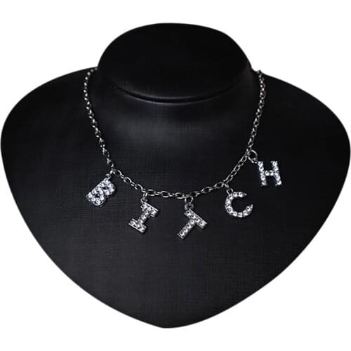 Letter Choker Collar Necklaces Chain Choker Chain Rhinestone Clavicle Chain Necklace For Women Fashion Jewelry