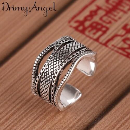 Punk Fancy Silver Color Big Rings for Women Men Large Adjustable Size Rings aneis