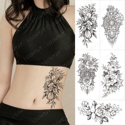 Waterproof Temporary Tattoo Sticker Sword Prajna Flowers Tattoos Indian Eagle Dragon Tiger Body Art Arm Fake Sleeve Tatoo Women