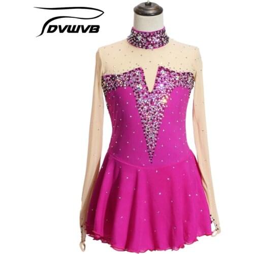 Dvwvb Figure Skating Dress Customized Competition Ice Skating Skirt for Girl Women Kids Performance Gymnastics ClassyA18