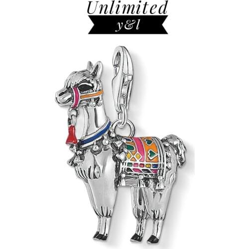 Alpaca Llama Pendant Charms 925 Sterling Silver Colorful DIY Jewelry Accessories Fit Thomas Style Bracelet Necklace Women Men