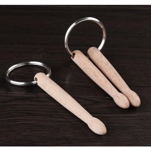 Popular Beech Snare Drum Stick Key Ring Pendant Desk Music Accompaniment Fashion Wooden Drum Stick Key Ring Accessories