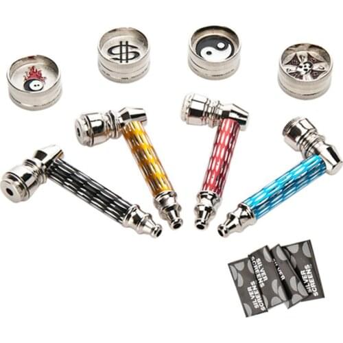 85mm Portable Pipe Tobacco Stems Metal Pipe Herb with Tobacco Pipes Gifts Grinder Weed Filter pipe Smoking Tools