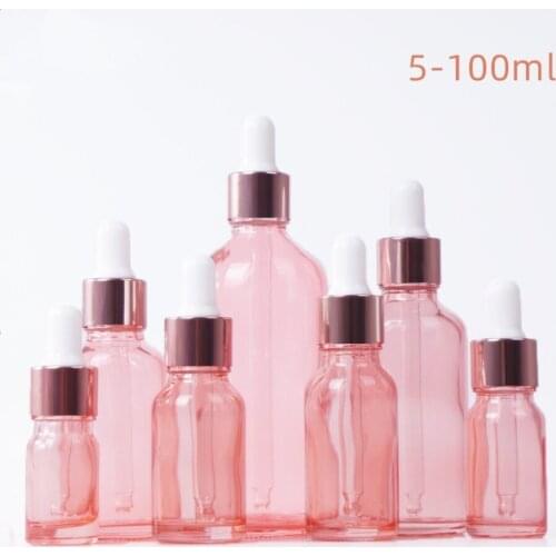 5ml 10ml 15ml 20ml 30ml 50ml 100ml Empty Refillable rose gold oil essence glass Drop bottle 1oz 1/3oz E-liquid Drop Container