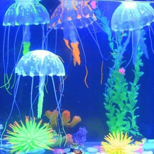 Colorful Artificial Glowing Effect Jellyfish Fish Tank Aquarium Decor Mini Submarine Ornament Decoration Aquatic Pet Supplies