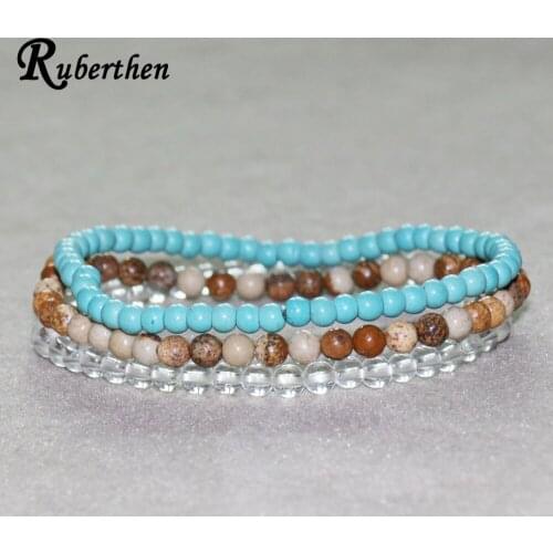 Ruberthen Mini Gem Stone Energy Bracelets Clear Quart z Turquois e Bracelet Picture J asper Bracelet