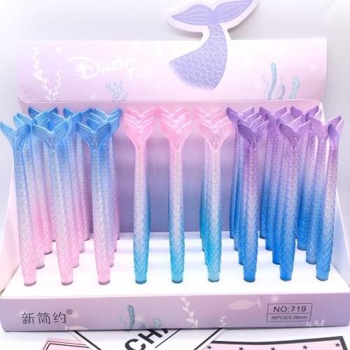 36 pcs/lot Creative Gradient Mermaid Gel Pen Cute 0.38 mm black Ink Signature Pens Promotional Gift Stationery School Supplies