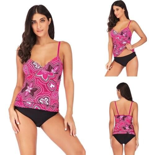 Sexy Two Piece Swimsuit Tankini Swimsuits Women Summer Beach Wear Swimwear Swimming Bathing Suit Women Bikini 2019 Plus Size 5XL