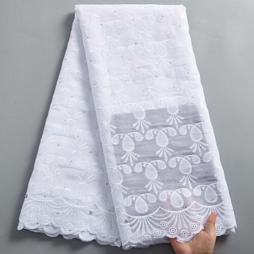 SJD LACE White Swiss Cotton Voile Lace 2021 New Yellow Arican Sewing Flowers Embroidery Fabric For Dresses Wedding Women A 2489