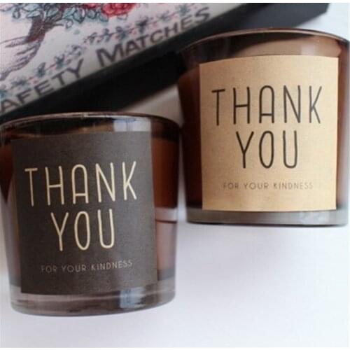 Thank you Labels, 2 Color - Kraft Black,Square Stickers ,Envelope Seals,Gift label 300pcs/lot