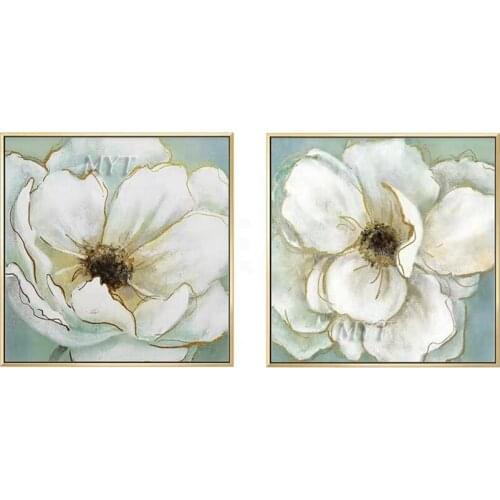 Light Green Flowers Abstract Oil Painting Wall Art Home Decor Picture Modern Hand Painted Oil Painting On Canvas Unframe