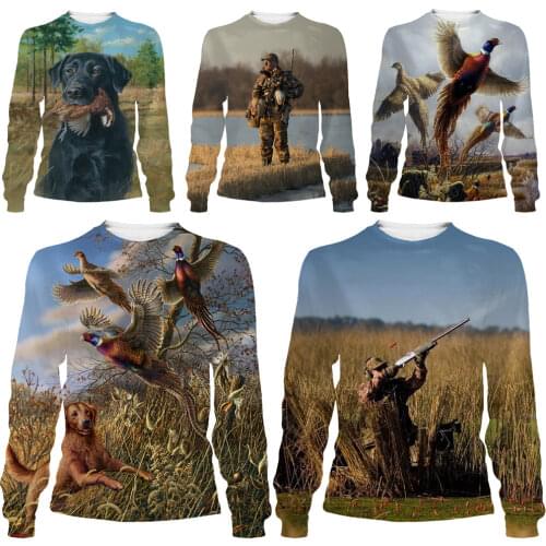 Mamba Top Men Sweatshirt Women Autumn Reed Birds 3D Animals Wild Duck Shirts Hunter Hunt Game Pheasant Cute Dog Hound Sportswear
